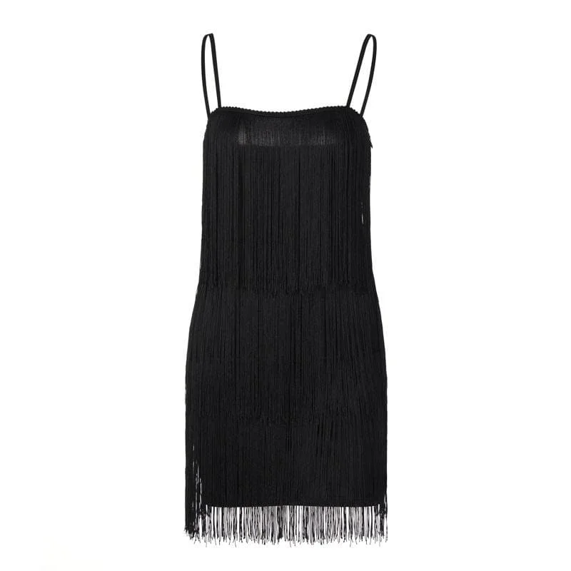 BerryBetty - Tassels zip-up solid square neck backless cami mini dress Elegant Mini Dress with Pleats BerryBetty - Tassels zip-up solid square neck backless cami mini dress Elegant Mini Dress with Pleats