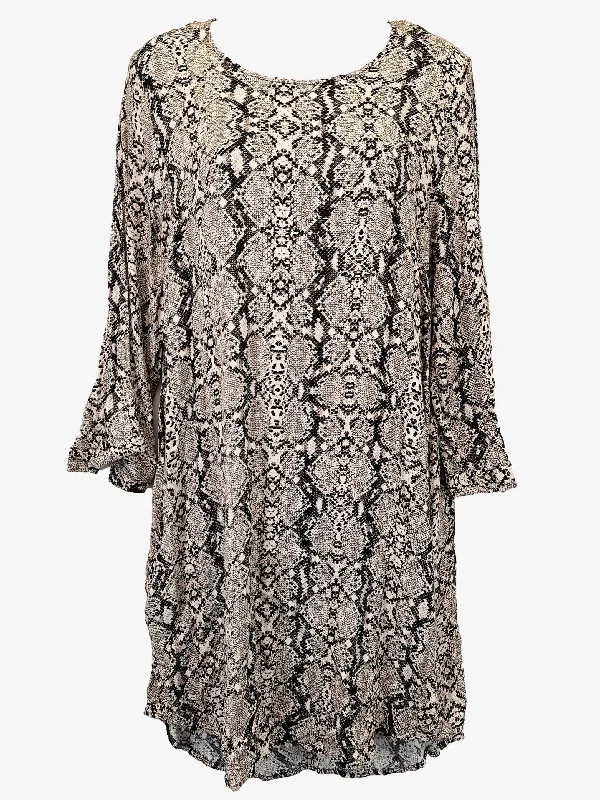 Decjuba Snakeskin Scoop Hem Mini Dress Size 14 Comfortable Linen Mini Dress