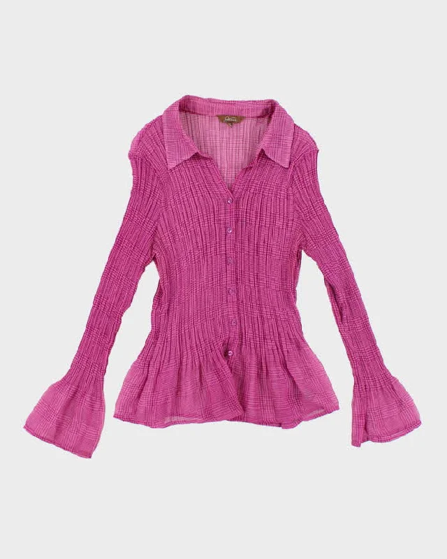 Y2k 00s Jessica Pattern Mesh Blouse - L Backless Summer Blouse