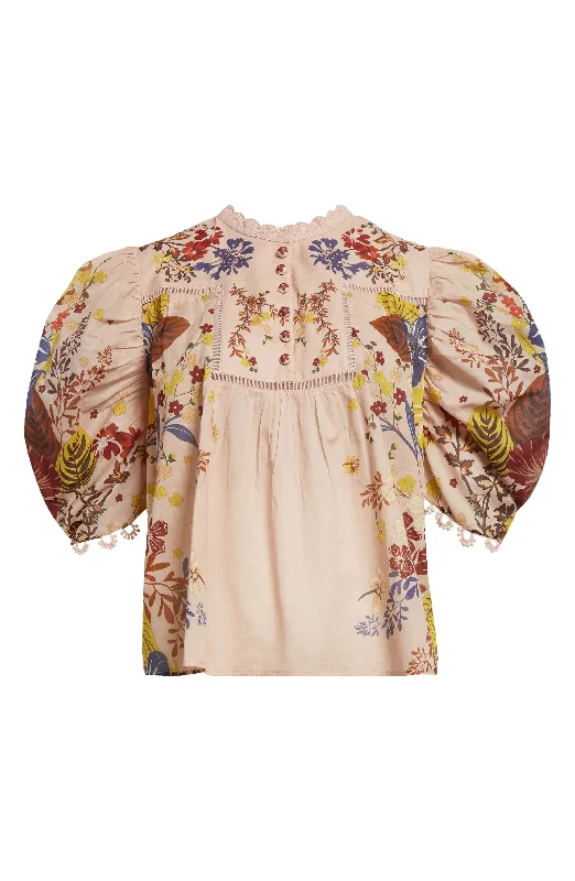 Farm Rio Women's Beauty Bouquet Pink Blouse Backless Summer Blouse