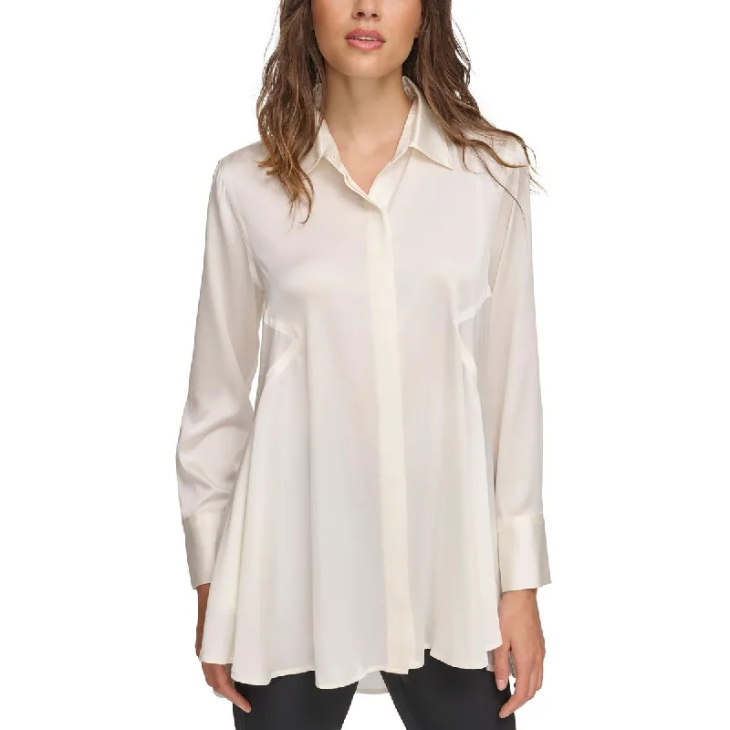 Womens Button Down Office Wear Blouse Casual Stripe Blouse