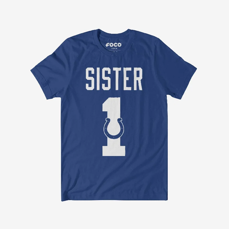 Indianapolis Colts Number 1 Sister T-Shirt-- Welt Pockets Slit Pockets Flap Pockets