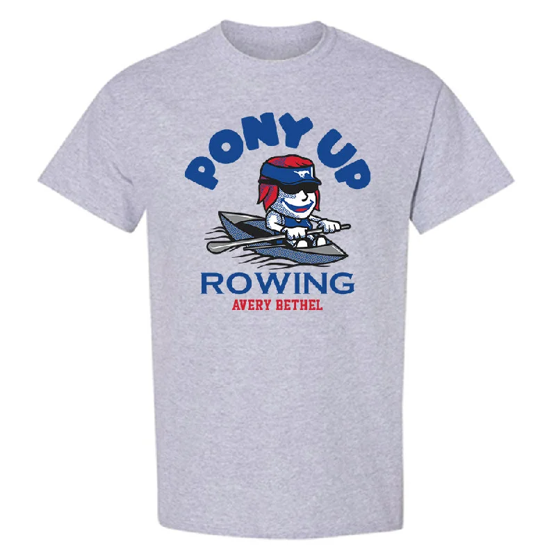 SMU - NCAA Women's Rowing : Avery Bethel - Fashion Shersey T-Shirt-- Mesh Canvas Denim SMU - NCAA Women's Rowing : Avery Bethel - Fashion Shersey T-Shirt-- Mesh Canvas Denim