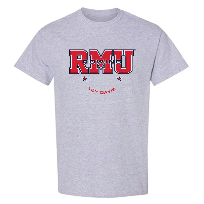 Robert Morris - NCAA Women's Rowing : Lily Davis - Classic Fashion Shersey T-Shirt-- Striped Floral Plaid Robert Morris - NCAA Women's Rowing : Lily Davis - Classic Fashion Shersey T-Shirt-- Striped Floral Plaid