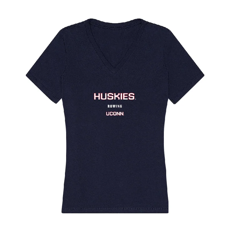 UConn - NCAA Women's Rowing : Emily Rossmeisl - Women's V-Neck T-Shirt-- Satin Blend Silk Blend Wool Blend UConn - NCAA Women's Rowing : Emily Rossmeisl - Women's V-Neck T-Shirt-- Satin Blend Silk Blend Wool Blend
