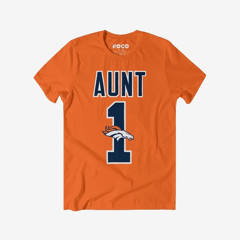 Denver Broncos Number 1 Aunt T-Shirt-- Terry Blend Velvet Blend Canvas Blend