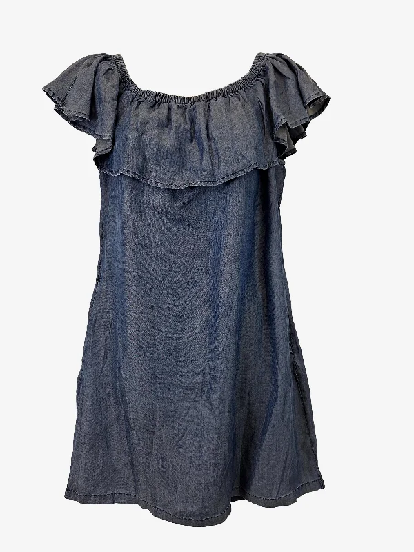 Tommy Bahama Chambray Off Shoulder Ruffle Mini Dress Size XS Stylish Ruffle Mini Dress Tommy Bahama Chambray Off Shoulder Ruffle Mini Dress Size XS Stylish Ruffle Mini Dress