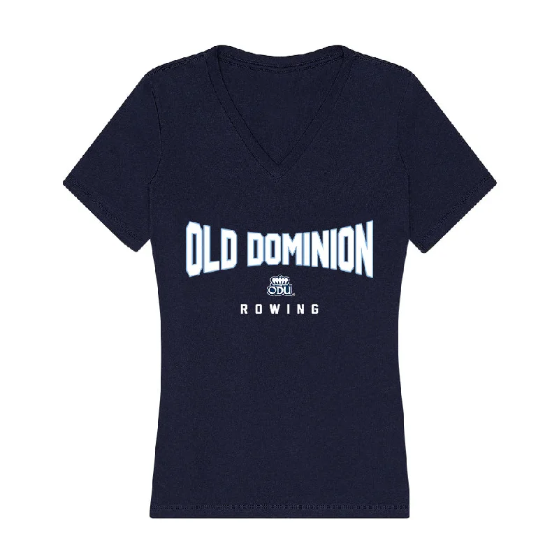 Old Dominion - NCAA Women's Rowing : Laila Linstrom - Women's V-Neck T-Shirt-- Mesh Blend Leather Blend Suede Blend Old Dominion - NCAA Women's Rowing : Laila Linstrom - Women's V-Neck T-Shirt-- Mesh Blend Leather Blend Suede Blend