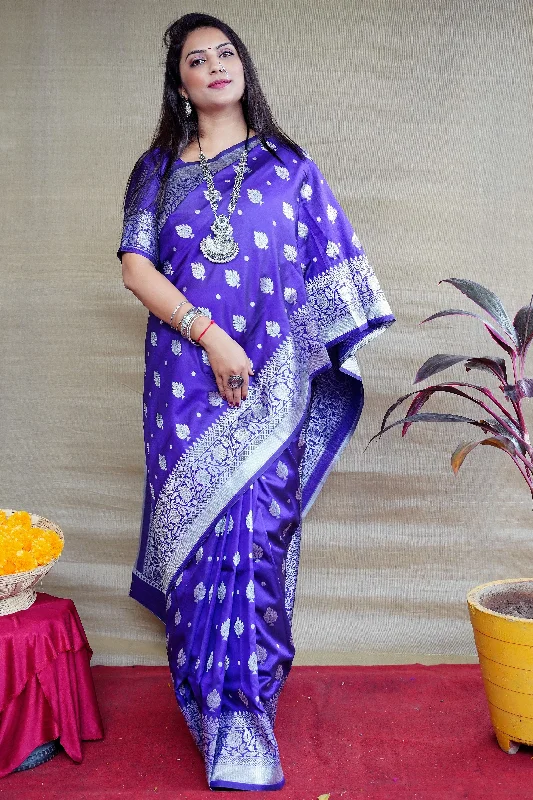 Jyoti Fashion Women's Royal Blue Soft Banarasi Silk Zari Woven Saree with Blouse Classic Minimalist Blouse Jyoti Fashion Women's Royal Blue Soft Banarasi Silk Zari Woven Saree with Blouse Classic Minimalist Blouse