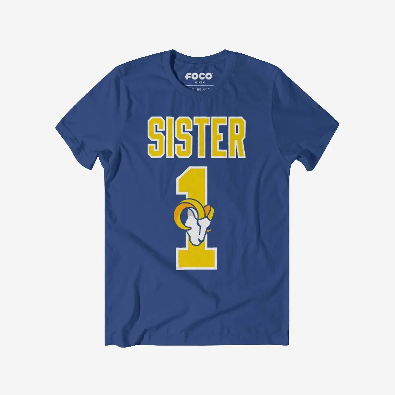 Los Angeles Rams Number 1 Sister T-Shirt-- Chenille Brocade Lace