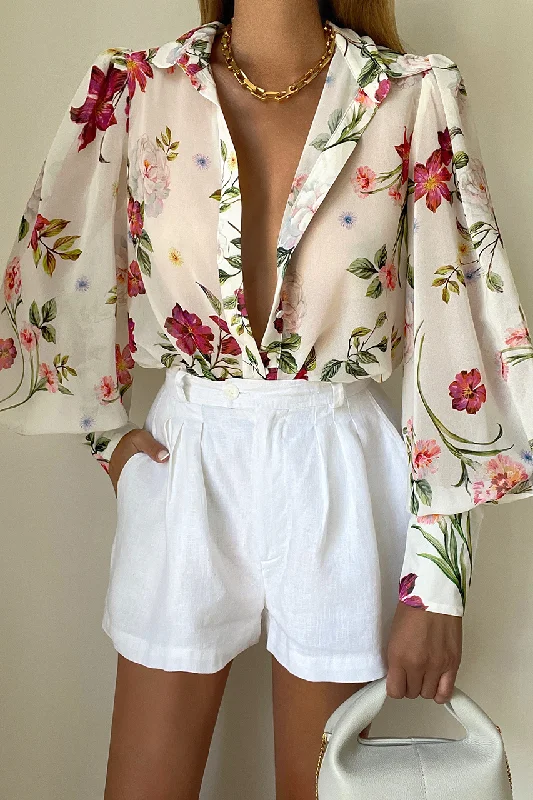 Fleetwood Blouse - Jaci White Satin Drape Blouse
