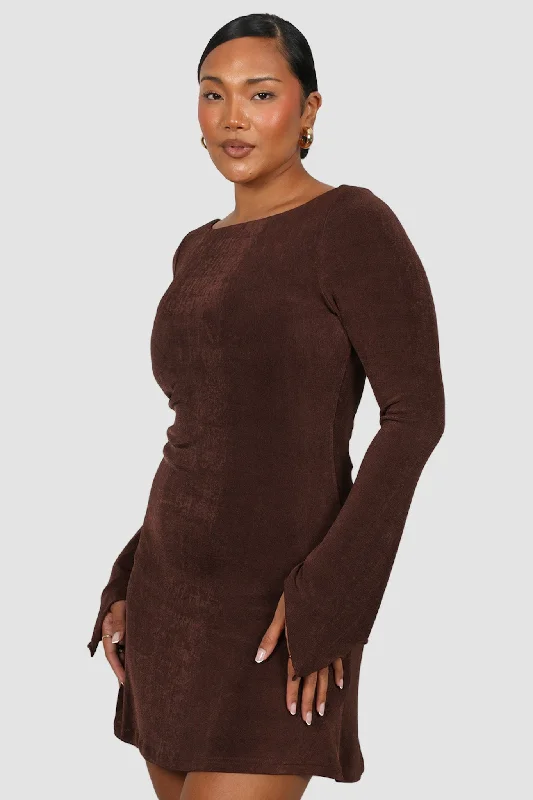 KENZIE MINI DRESS ESPRESSO Trendy Denim Mini Dress