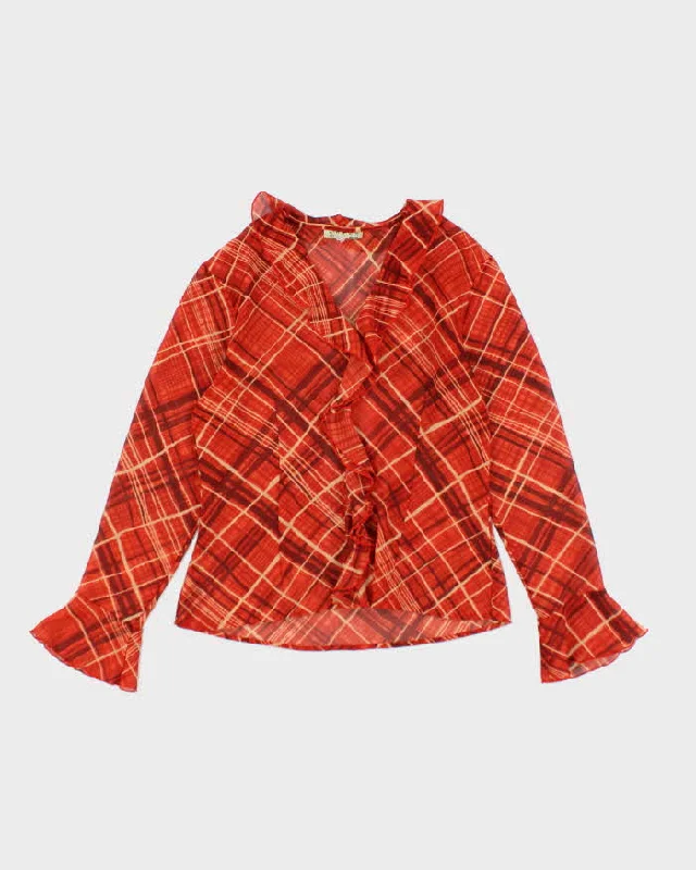 Vintage 90s A. Wear Ruffle Mesh Blouse - M Sheer Sleeve Blouse