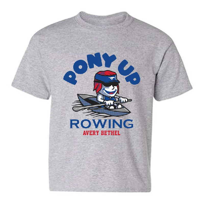SMU - NCAA Women's Rowing : Avery Bethel - Fashion Shersey Youth T-Shirt-- Chenille Blend Fleece Blend Nylon Blend SMU - NCAA Women's Rowing : Avery Bethel - Fashion Shersey Youth T-Shirt-- Chenille Blend Fleece Blend Nylon Blend