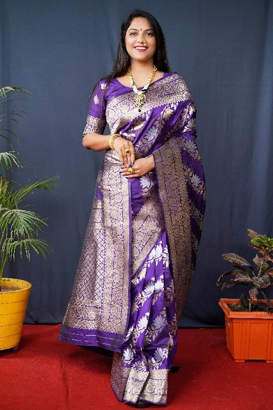 Jyoti Fashion Women's Purple Handloom Banarasi Silk Zari Woven Saree with Blouse Business Casual Blouse Jyoti Fashion Women's Purple Handloom Banarasi Silk Zari Woven Saree with Blouse Business Casual Blouse