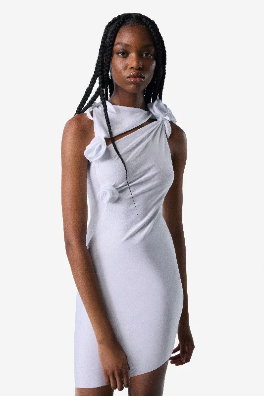 Asymmetric Flower Mini Dress Stylish Summer Mini Dress