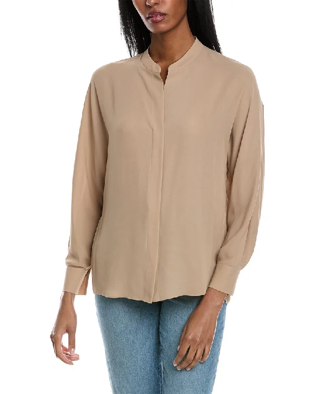 Vince Semi Sheer Blouse Chic Off-Shoulder Blouse
