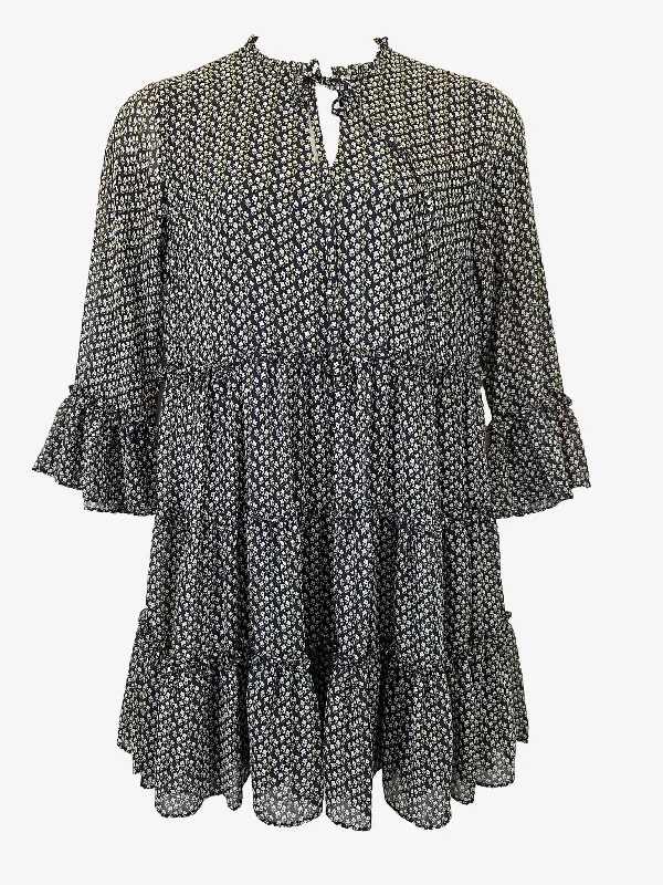 Y.A.S Spring Tiered Floral Mini Dress Size L Trendy Mesh Mini Dress