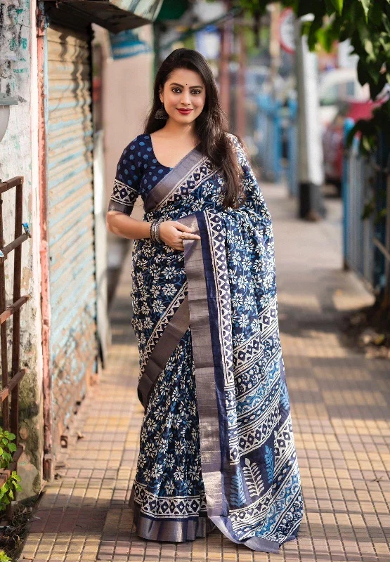 Blue Poly Silk Ethnic Motifs Saree with Unstitched Blouse - A2M Sleeveless Summer Blouse Blue Poly Silk Ethnic Motifs Saree with Unstitched Blouse - A2M Sleeveless Summer Blouse