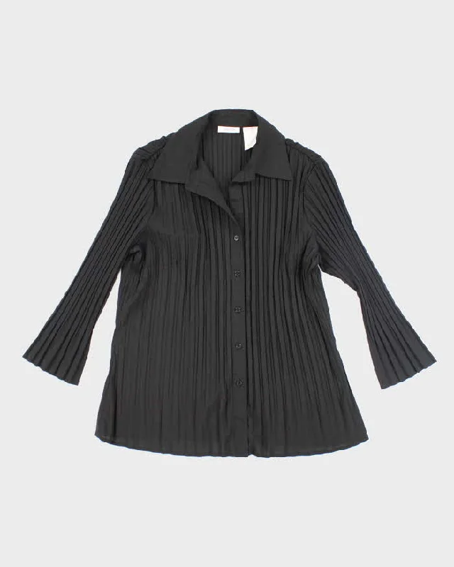 Vintage 90s Laura Black Blouse - M Flowy Bohemian Blouse