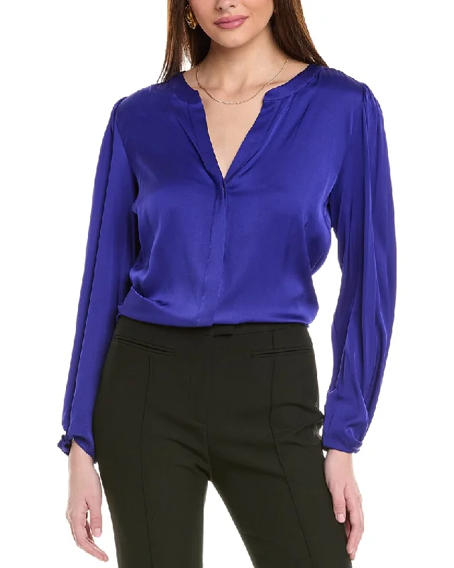 Hugo Boss Biralana Silk-Blend Blouse Chic Square Blouse