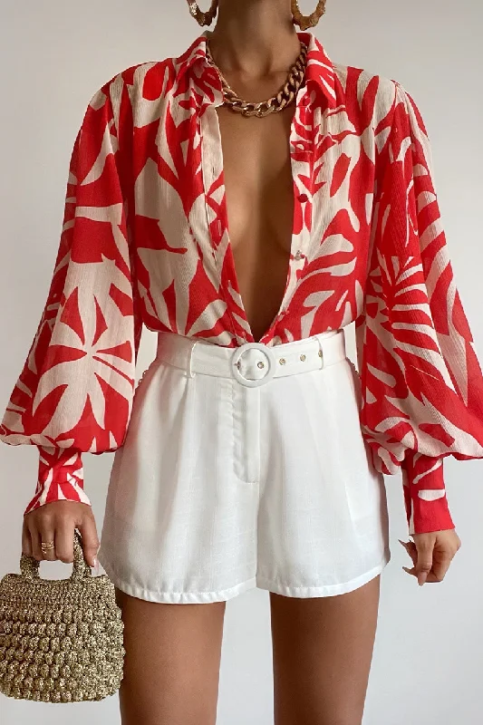 FLEETWOOD BLOUSE - MATELO RED Peter Pan Blouse