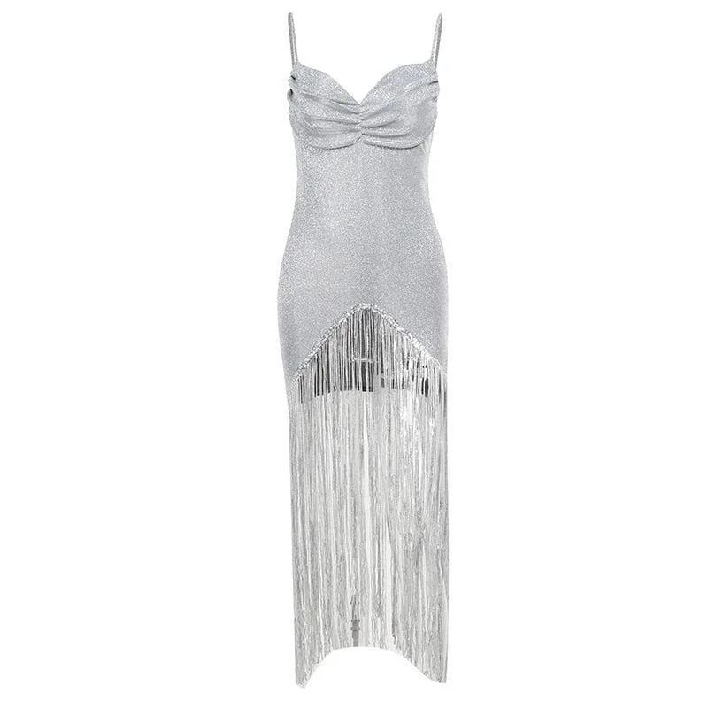 BerryBetty - Solid ruched textured glitter tassels backless mini dress Fashionable Boho-Chic Mini Dress BerryBetty - Solid ruched textured glitter tassels backless mini dress Fashionable Boho-Chic Mini Dress