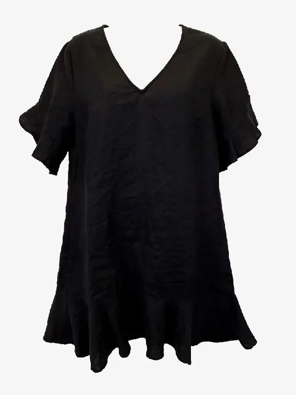 Seed Summer Linen Ruffle Hem Mini Dress Size 6 Cozy Ribbed Mini Dress