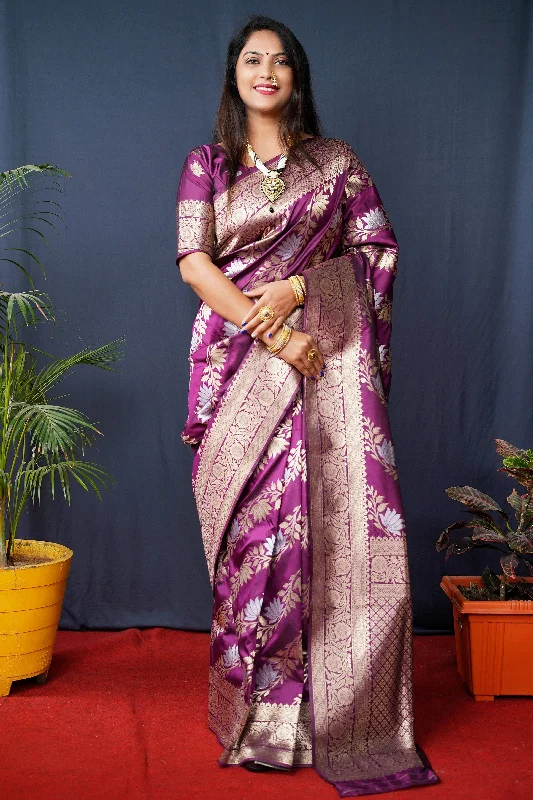 Jyoti Fashion Women's Wine Handloom Banarasi Silk Zari Woven Saree with Blouse Mandarin Collar Blouse Jyoti Fashion Women's Wine Handloom Banarasi Silk Zari Woven Saree with Blouse Mandarin Collar Blouse