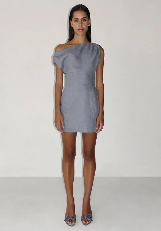 Claire Mini Dress - Slate Cozy Wraparound Mini Dress
