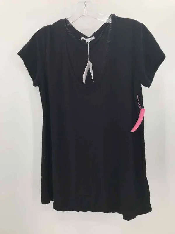 Pre-Owned James Perse Black Size Large T-shirt-- Seamless Knitted Crochet