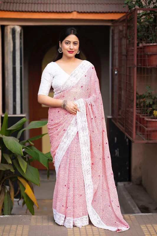 Pink Poly Georgette Ethnic Motifs Saree with Unstitched Blouse - A2M Floral Print Blouse Pink Poly Georgette Ethnic Motifs Saree with Unstitched Blouse - A2M Floral Print Blouse