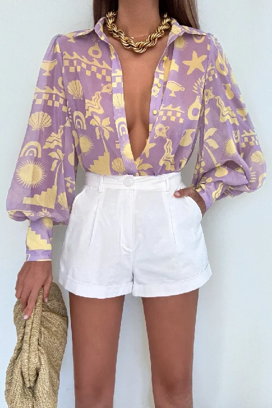 FLEETWOOD BLOUSE - COVE LILAC Puff Sleeve Blouse