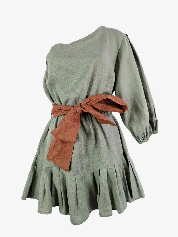 Lune Resort Olive One Shoulder Mini Dress Size XS Fashionable Summer Mini Dress