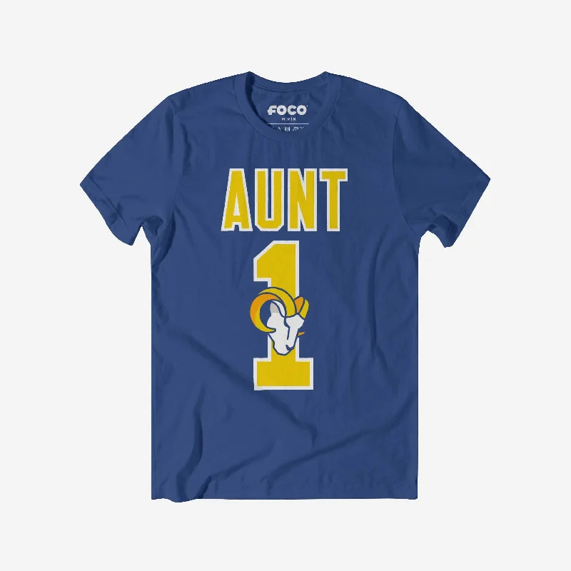 Los Angeles Rams Number 1 Aunt T-Shirt-- Anti-Shrink Durable Soft