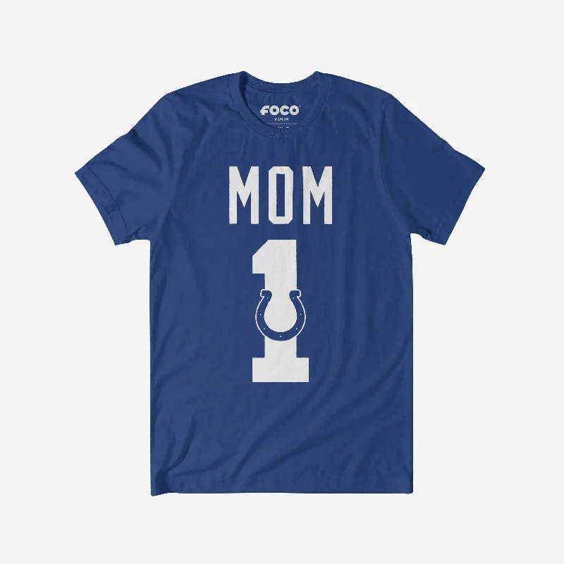 Indianapolis Colts Number 1 Mom T-Shirt-- Zippered Front Buttoned Front Snap Front