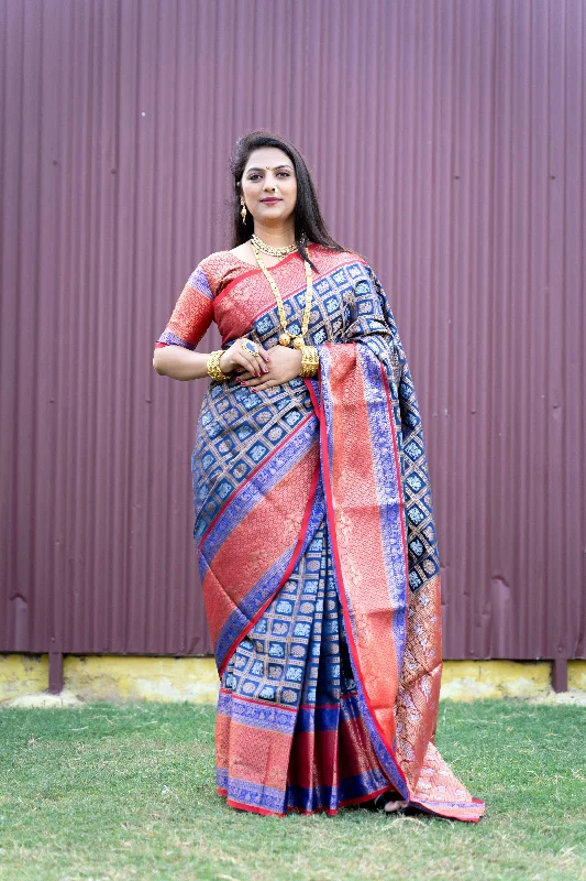 Jyoti Fashion Women's Blue Kanchipuram Silk Zari Woven Saree with Blouse Office Formal Blouse Jyoti Fashion Women's Blue Kanchipuram Silk Zari Woven Saree with Blouse Office Formal Blouse