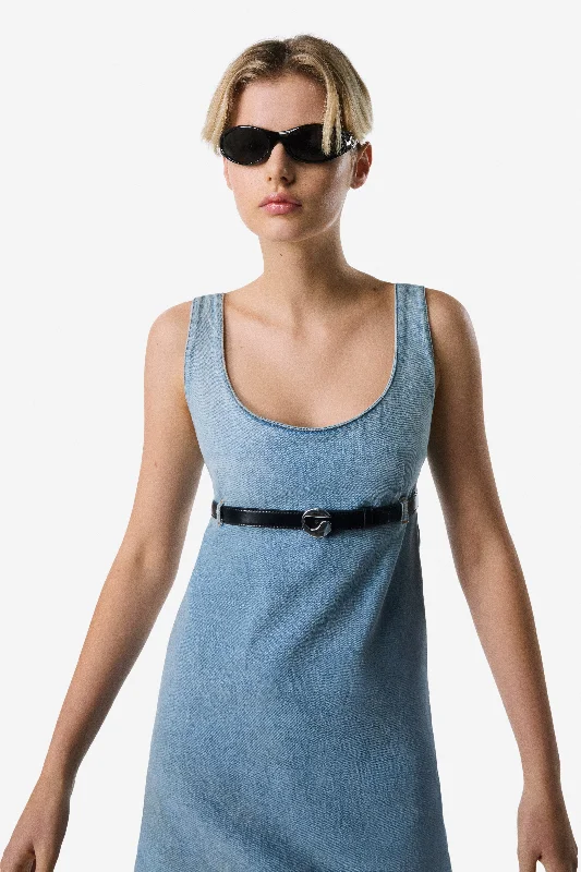 Belted Denim Mini Dress Elegant Lace Mini Dress
