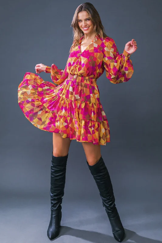 DAZZLING ICON WOVEN MINI DRESS Fashionable Mini Dress with Slits