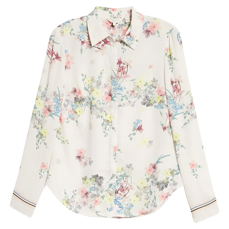 Ted Baker Women's Aadele Pergola Floral Button-Up Shirt Blouse Modern Oversized Blouse