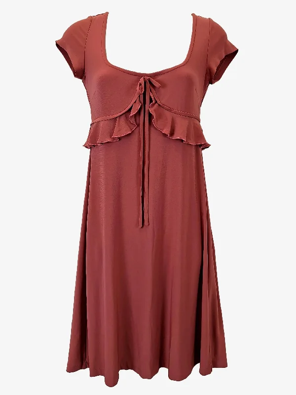 Leona Edmiston Dusty Rose Sweet Ruffle Mini Dress Size XS Fashionable Button-Front Mini Dress Leona Edmiston Dusty Rose Sweet Ruffle Mini Dress Size XS Fashionable Button-Front Mini Dress