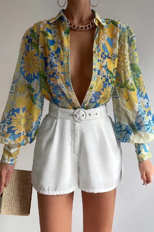 FLEETWOOD BLOUSE - ANACAPRI LEMON Gathered Detail Blouse