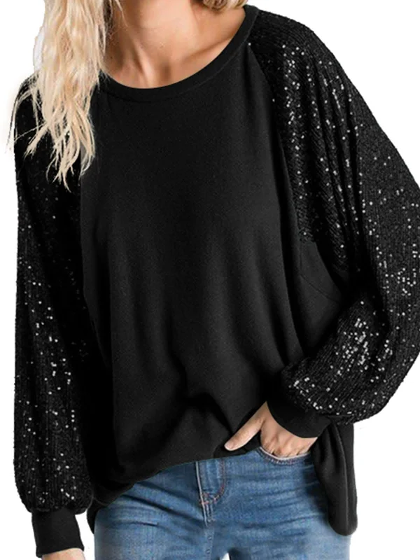 ALLTB Women's Sequin Tops Sparkle Long Sleeve Blouses Shimmer Glitter Sweatshirt Party Crewneck Loose Fit Shirts Relaxed Fit Blouse ALLTB Women's Sequin Tops Sparkle Long Sleeve Blouses Shimmer Glitter Sweatshirt Party Crewneck Loose Fit Shirts Relaxed Fit Blouse