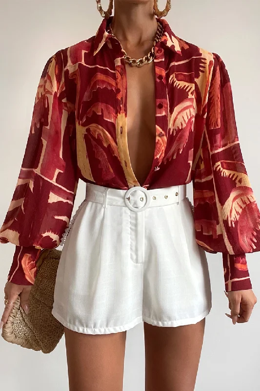 FLEETWOOD BLOUSE - ARLO WINE Ruffled Neck Blouse