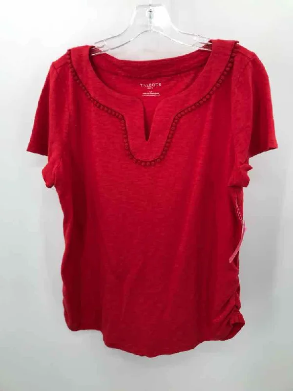 Pre-Owned Talbots Red Size Large P T-shirt-- Fleece Fabric Down Fabric Feather Fabric