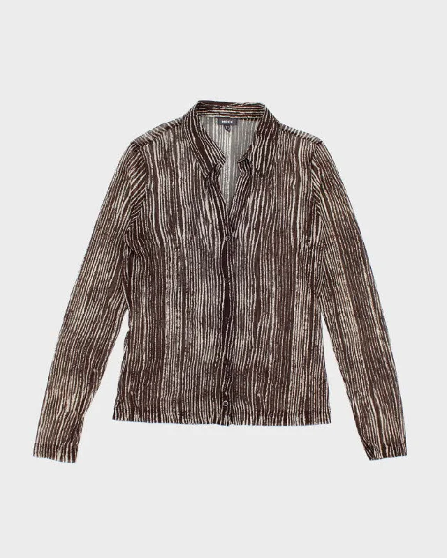 Y2k 00s Mexx Mesh Button-up Blouse - L Soft Knit Blouse