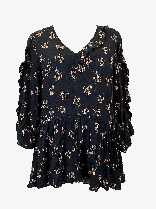 Steele Pink Bloom Gathered Flowy Mini Dress Size L Fashionable Mini Dress with Slits Steele Pink Bloom Gathered Flowy Mini Dress Size L Fashionable Mini Dress with Slits