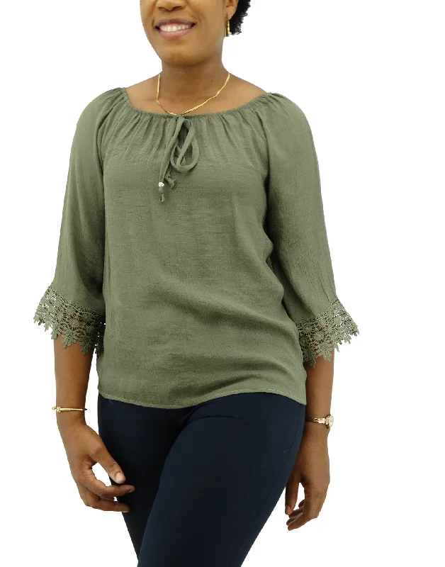 SM3242, Snowflake Women's 3/4 Sleeve Blouse ( M-XXL) Elegant Silk Blouse