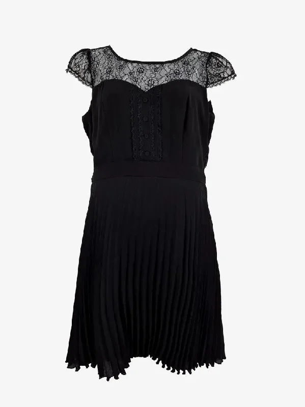 Review Pleated Mini Dress Size 14 Chic Puff Sleeve Mini Dress