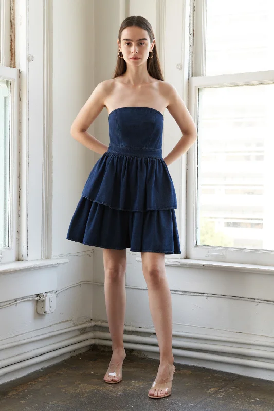 AWARE OF THIS DENIM MINI DRESS Comfortable Linen Mini Dress